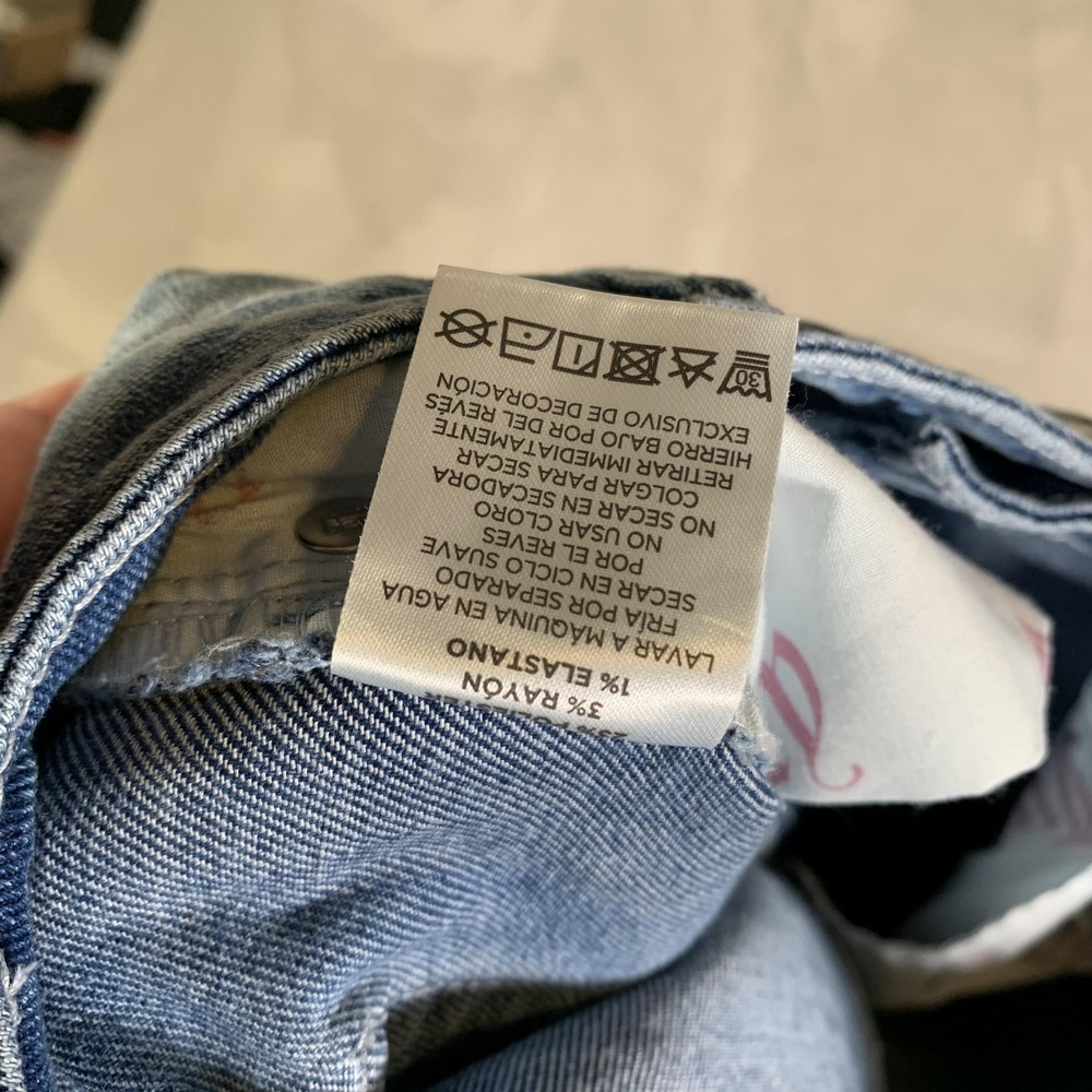 Juicy Couture Lunita Wide Leg Jeans Juniors 7/28 Blue Wash High Rise Rhinestone - Picture 14 of 16